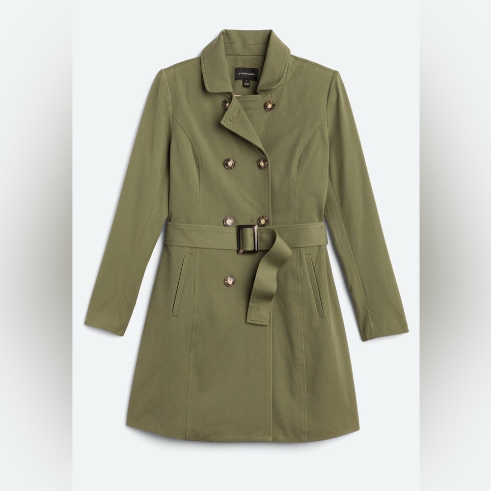 NWT 41 Hawthorn Olive Crue Long Belted Trench Jacket